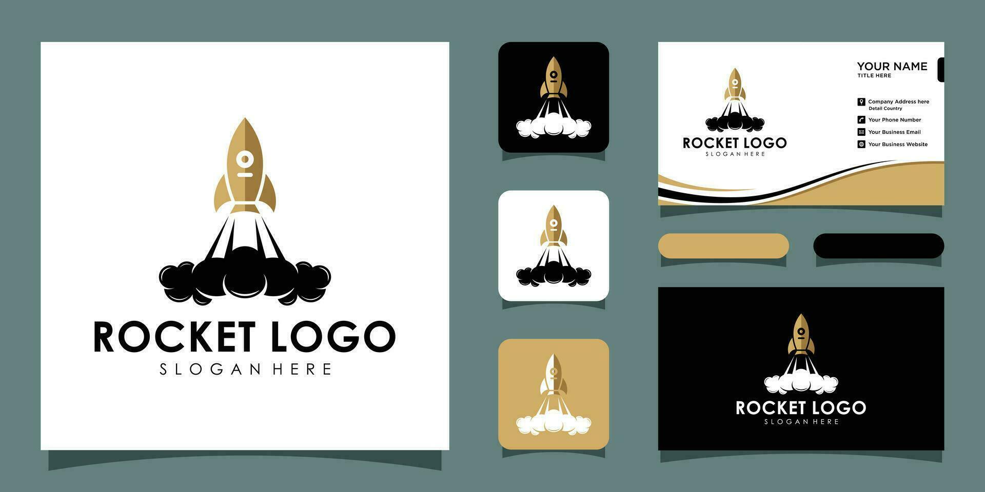 razzo logo vettore design cartello modello con attività commerciale carta design premio vettore