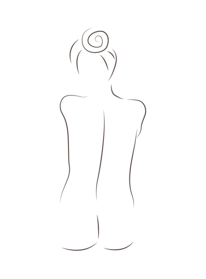 bellissimo nudo donna seduta Indietro. femmina corpo linea disegno silhouette. vettore illustrazione isolato su bianca sfondo. Perfetto per estetico logo, Abiti stampe, casa decorazione e così su