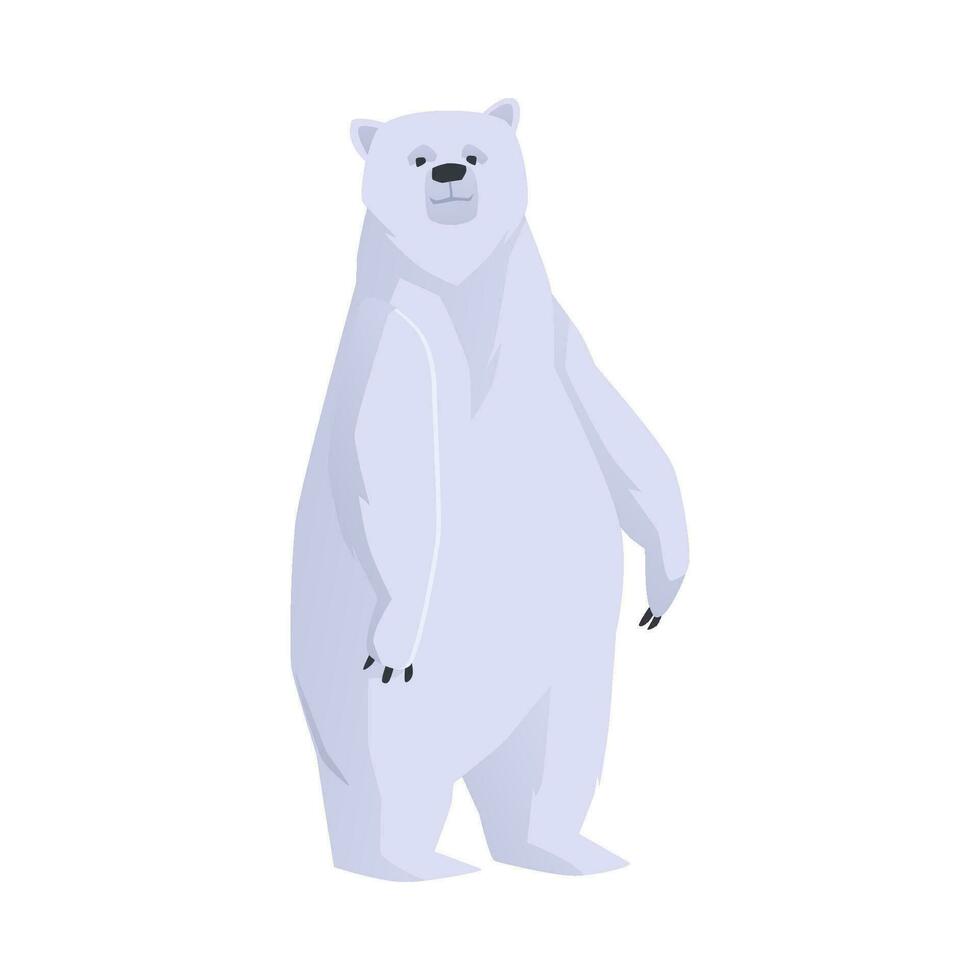 polare artico orso in piedi su il suo posteriore zampe, piatto vettore illustrazione isolato .