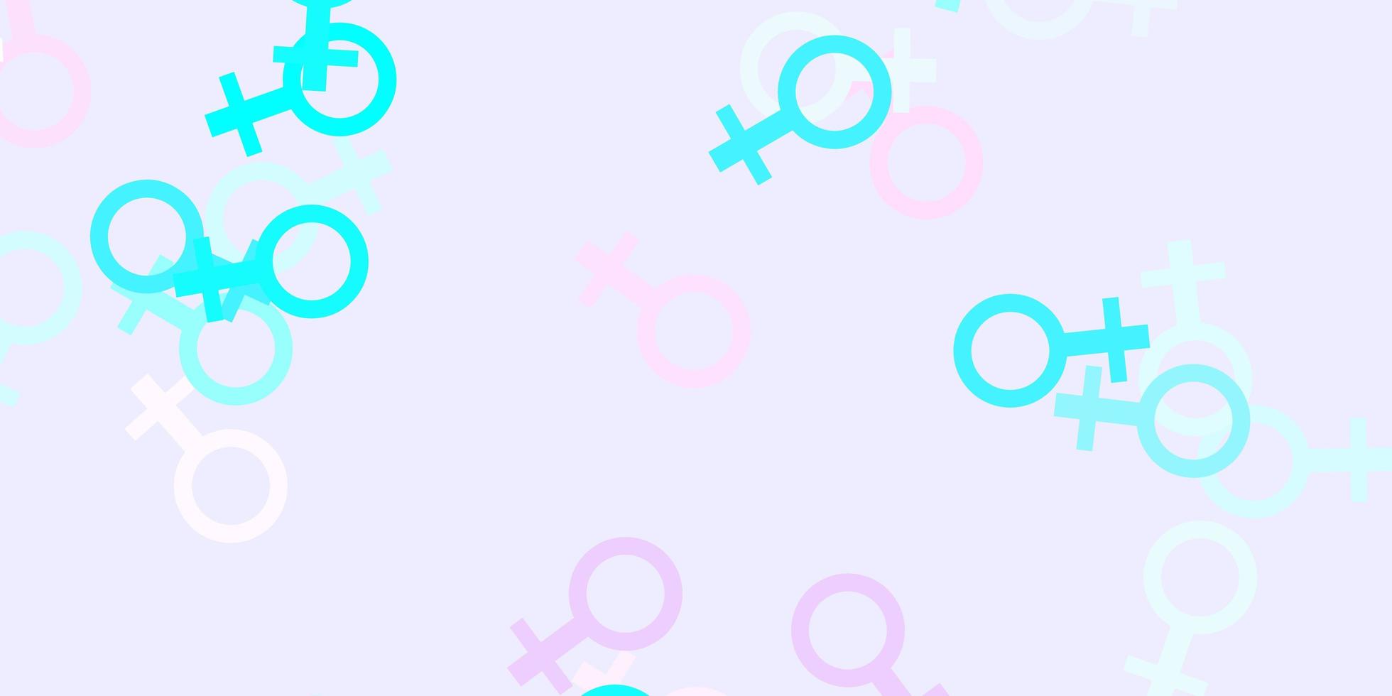trama vettoriale blu rosa chiaro con simboli dei diritti delle donne