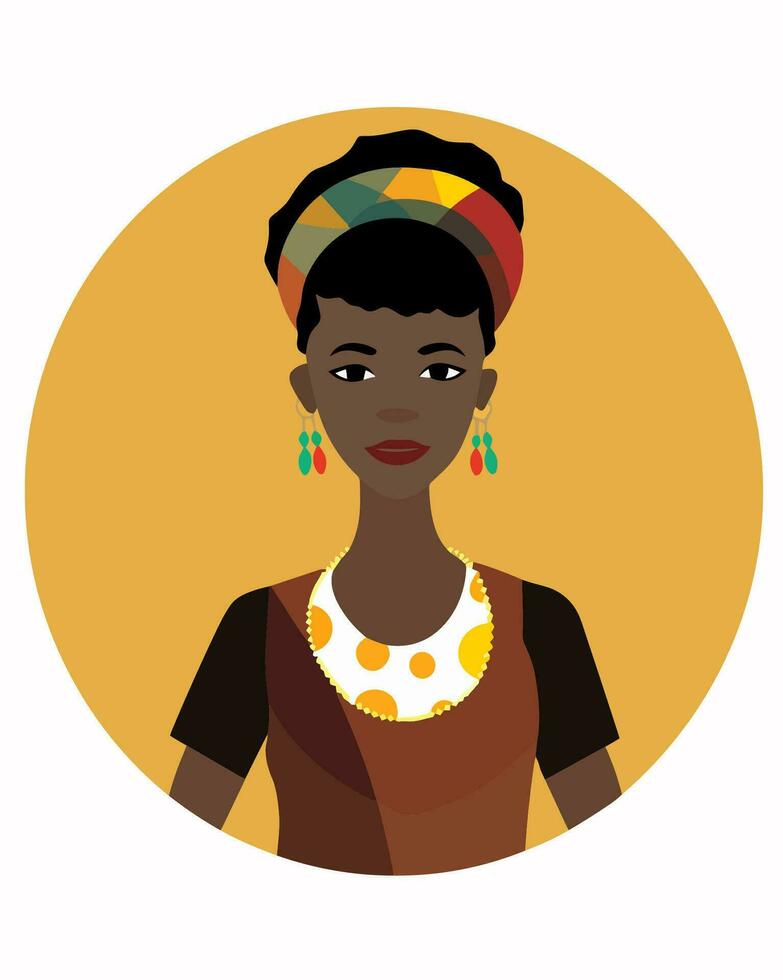 africano ragazza con colorato fascia per capelli vettore