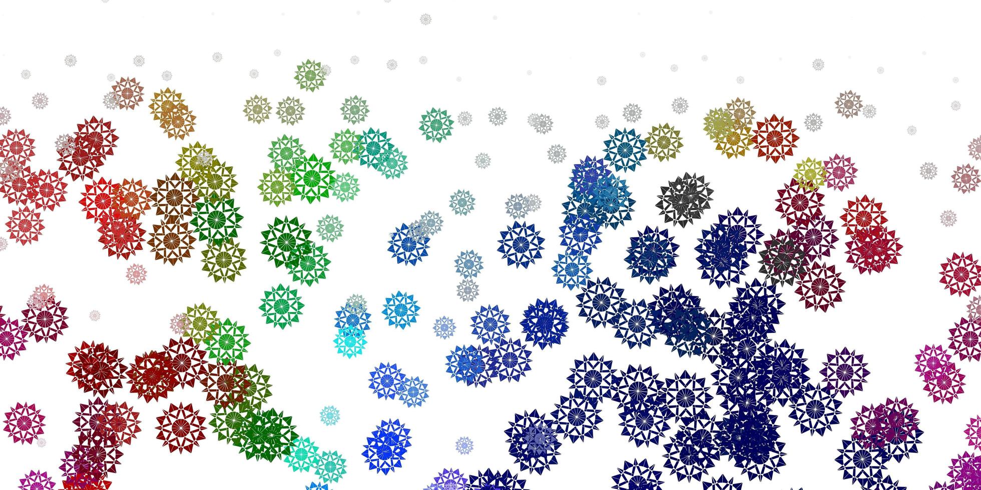 motivo vettoriale multicolore chiaro con fiocchi di neve colorati