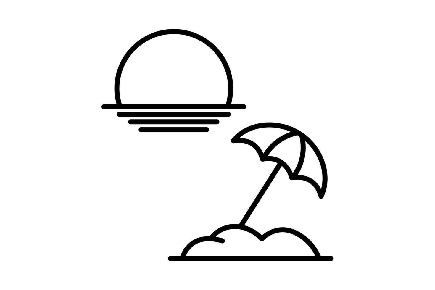 sole spiaggia ombrello icona. icona relazionato per estate, spiaggia, tramonto, Alba. linea icona stile design. semplice vettore design modificabile