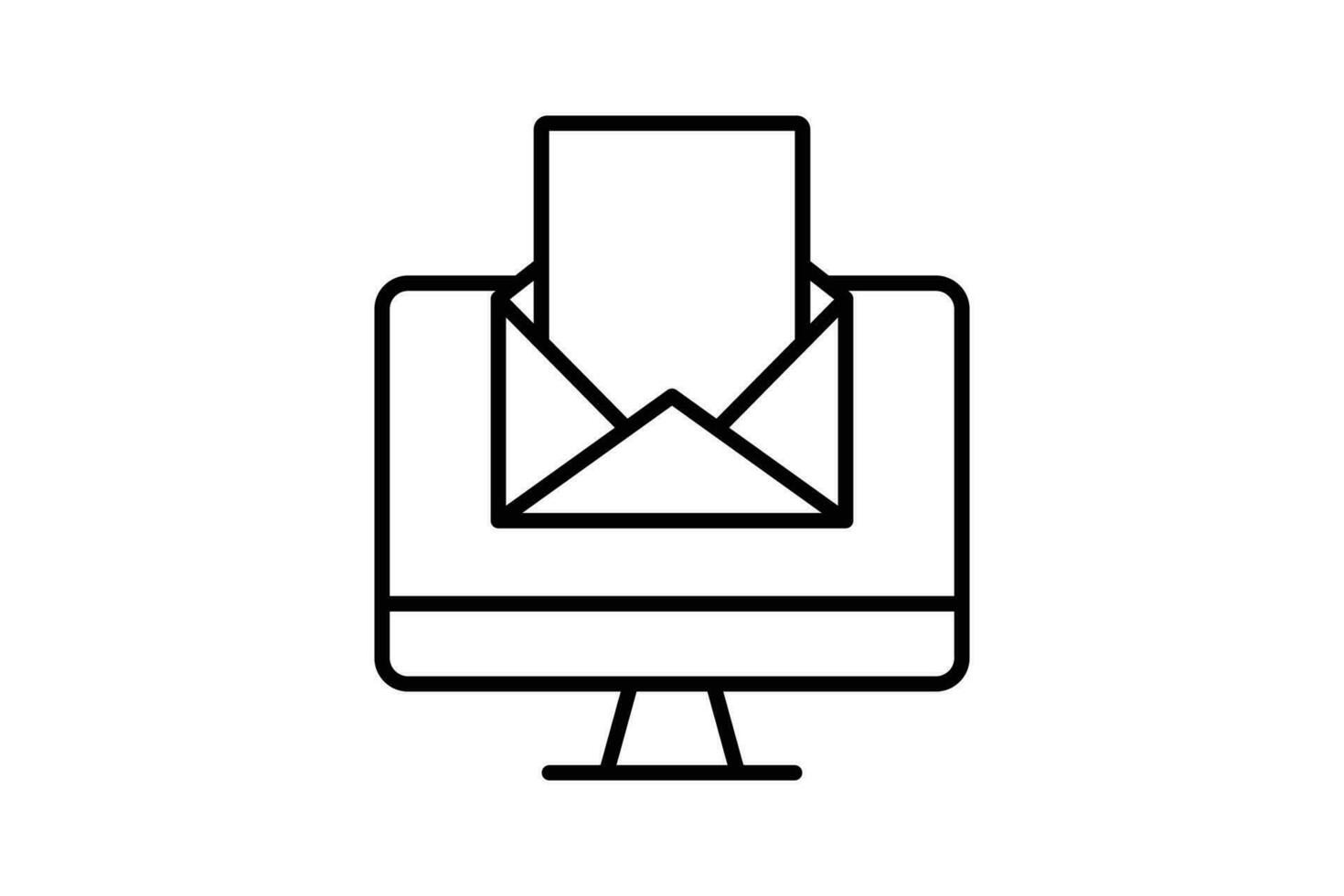 e-mail marketing icona. computer con Aperto lettera Busta. icona relazionato per digitale marketing. linea icona stile design. semplice vettore design modificabile