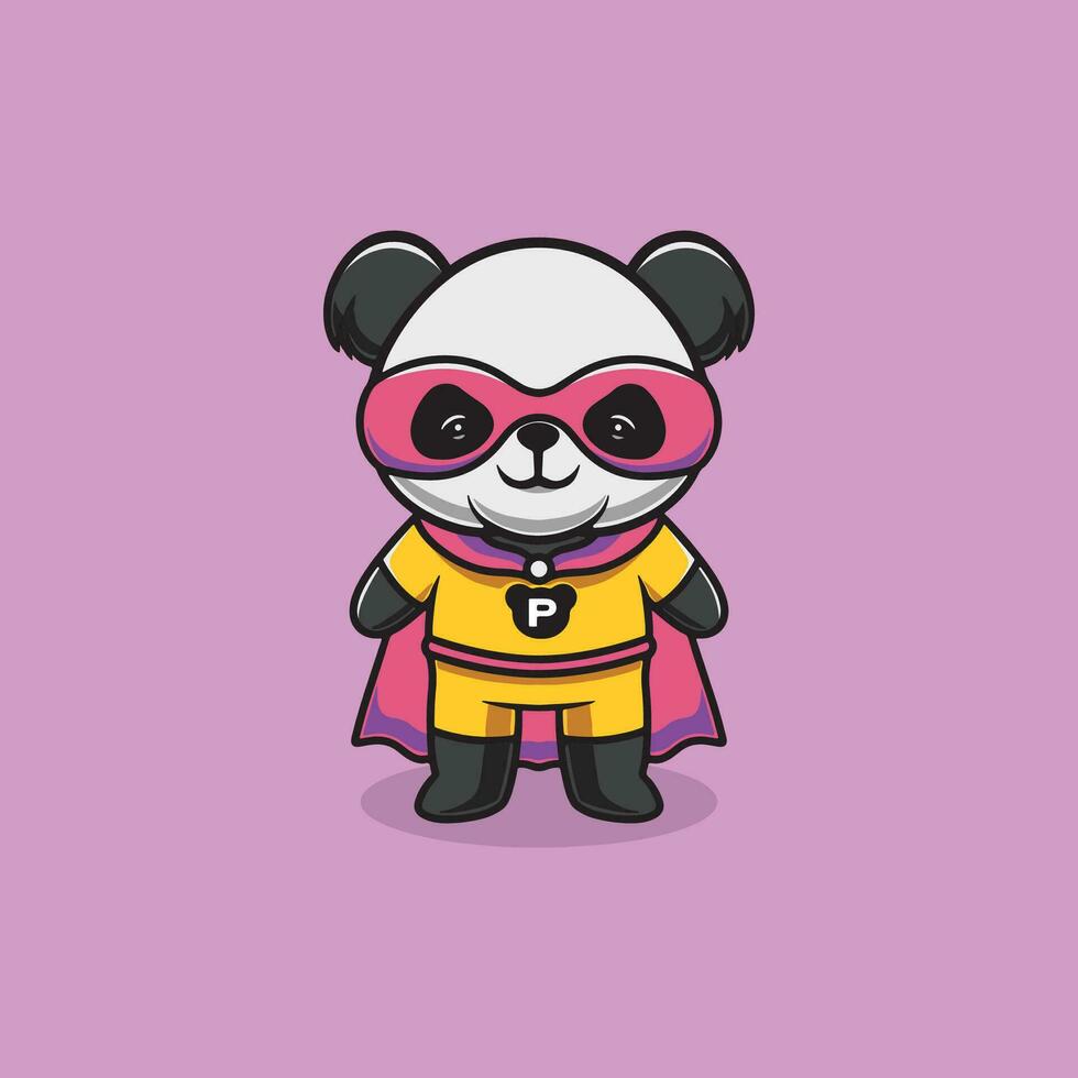carino panda è un' eroe cartone animato illustrazione.eps vettore