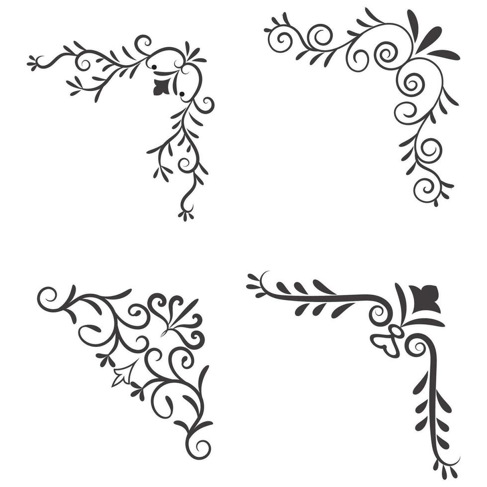 vettore illustrazione di decorativo angolo telaio impostare. impostato mano disegnare di angoli diverso forme fiore decorazione vettore design scarabocchio schizzo stile per nozze e bandiera