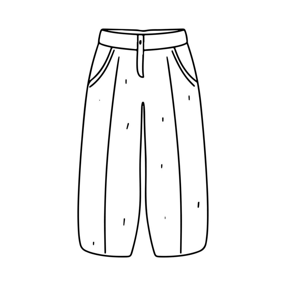 i pantaloni nel mano disegnato scarabocchio stile. vettore illustrazione isolato su bianca. colorazione pagina.