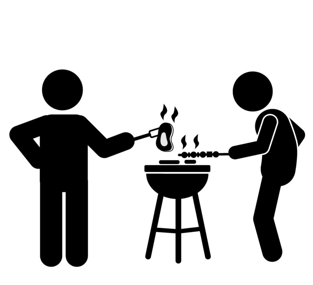 illustrazione e bastone figura icona siamo barbecue vettore