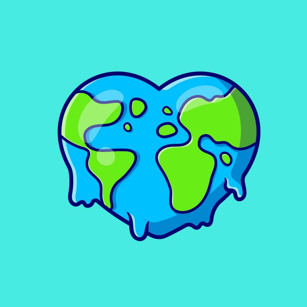 illustrazione dell'icona di vettore del fumetto fuso amore della terra. natura oggetto icona concetto isolato premium vettore. stile cartone animato piatto