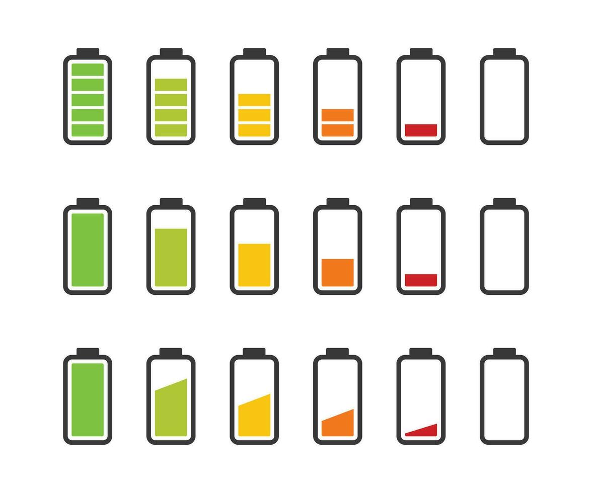 impostato di batteria icona design. batteria simbolo collezione su bianca sfondo vettore