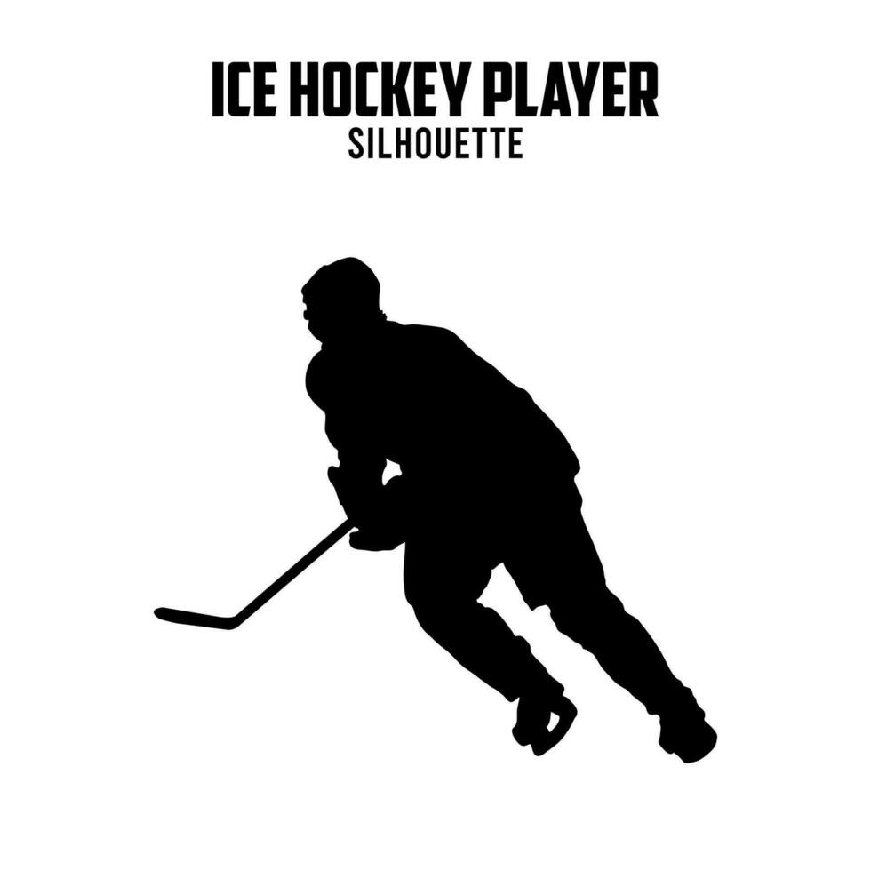 ghiaccio hockey giocatore silhouette vettore azione illustrazione, ghiaccio hockey silhoutte 01