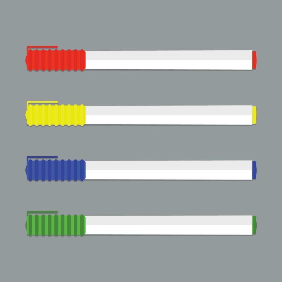 impostato di colorato permanente marcatore. matita per evidenziare, marcatore per lavagna. vettore illustrazione