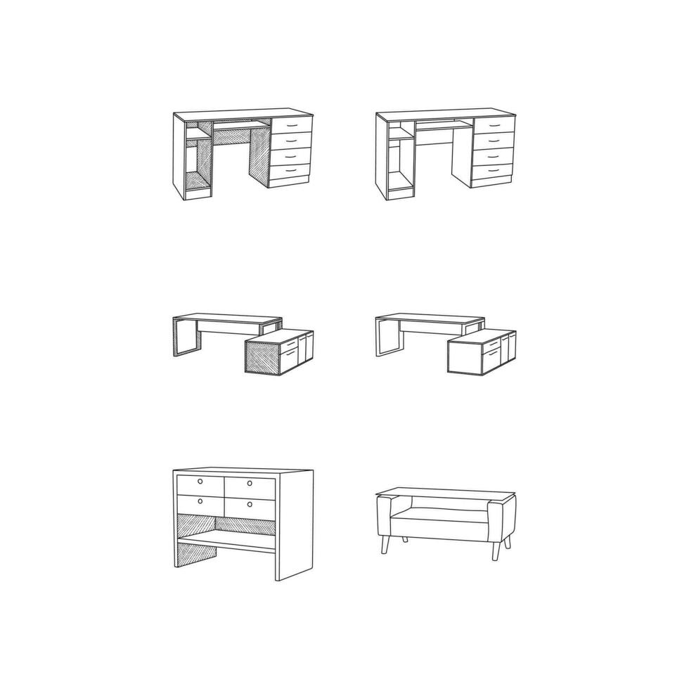 linea arte design di tavolo icona collezione, schema vettore design illustrazione modello