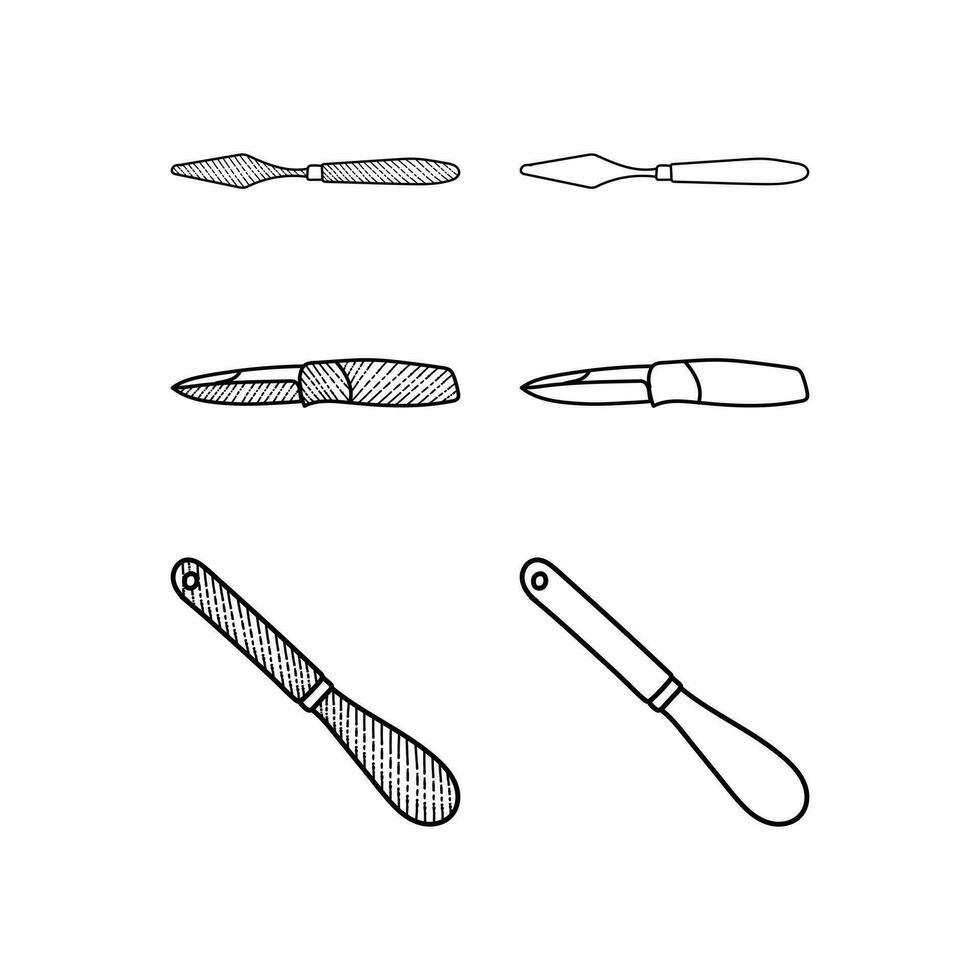 impostato di coltello icona linea arte disegno, schema vettore design illustrazione modello, adatto per il tuo azienda