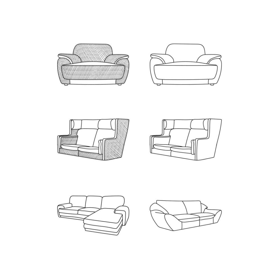 impostato di divano mobilia linea design modello, schema logo disegno, stile, linea.astratto, può essere Usato per il tuo azienda vettore