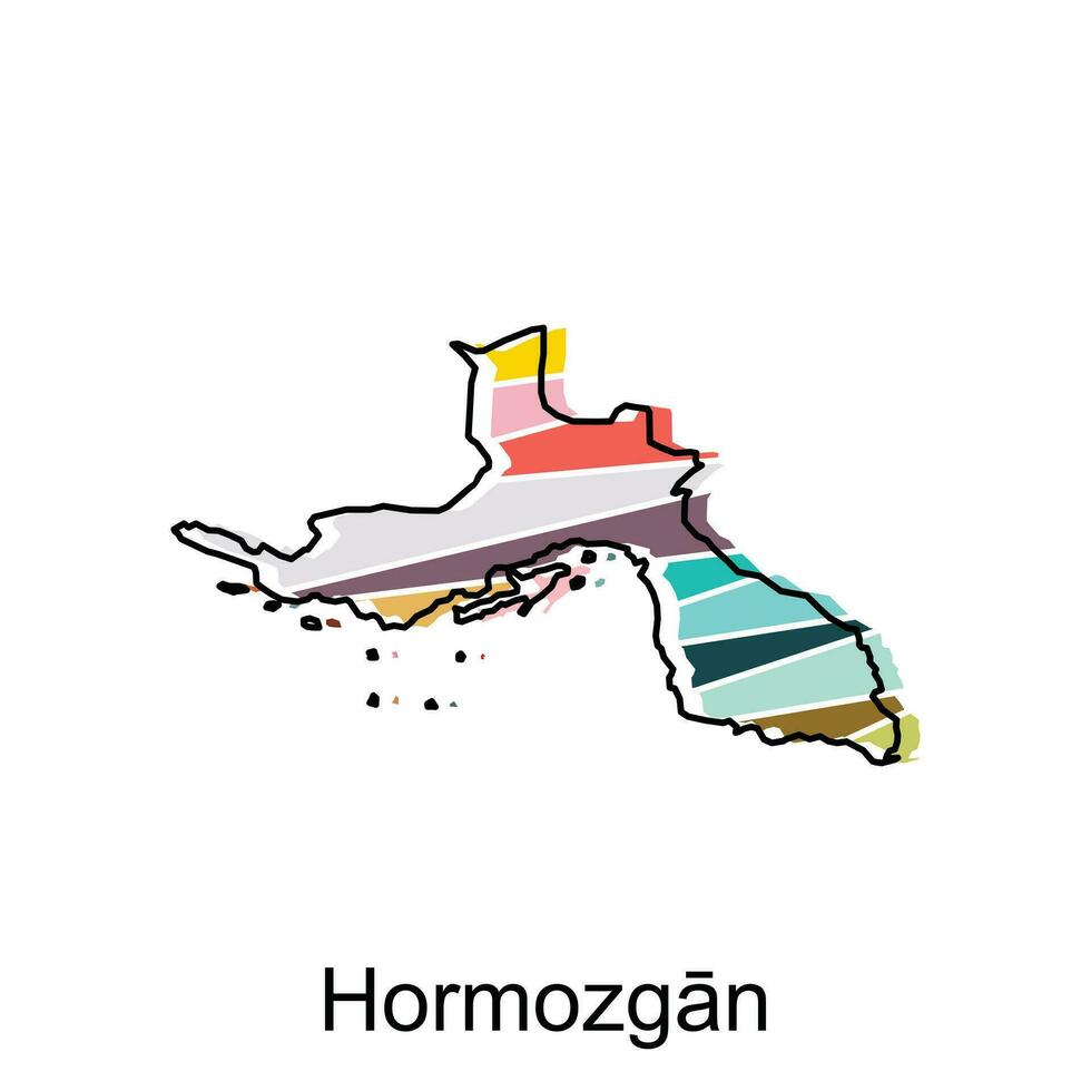 carta geografica di hormozgan amministrativo, nazione di mi sono imbattuto dipartimenti con icone, illustrazione design modello vettore