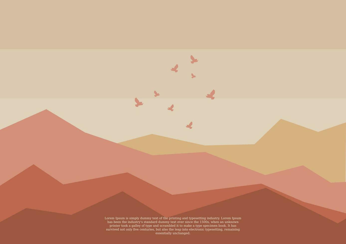 illustrazione di un' minimalista paesaggio con un' orizzontale Visualizza di un' collina, uccello e cielo, adatto per parete arte eccetera. piatto design stile. digitale disegno vettore