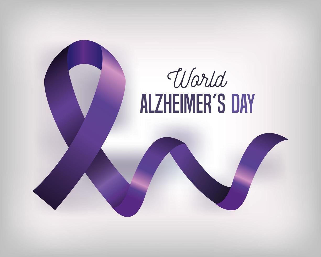 giornata mondiale dell'Alzheimer con il nastro viola vettore