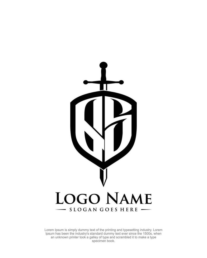 iniziale qs lettera con scudo stile logo modello vettore