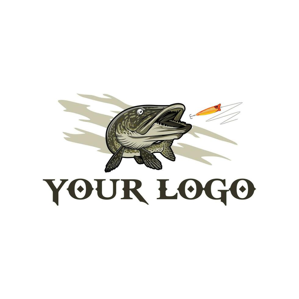 vettore logo luccio pesca