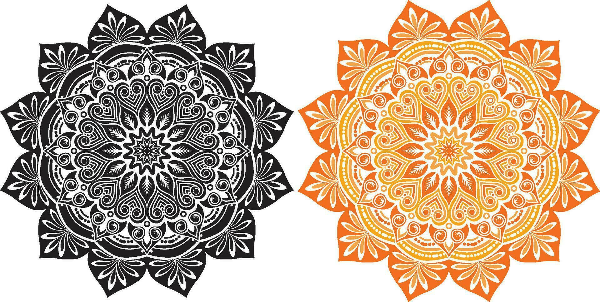 nero e colorato mandala design vettore