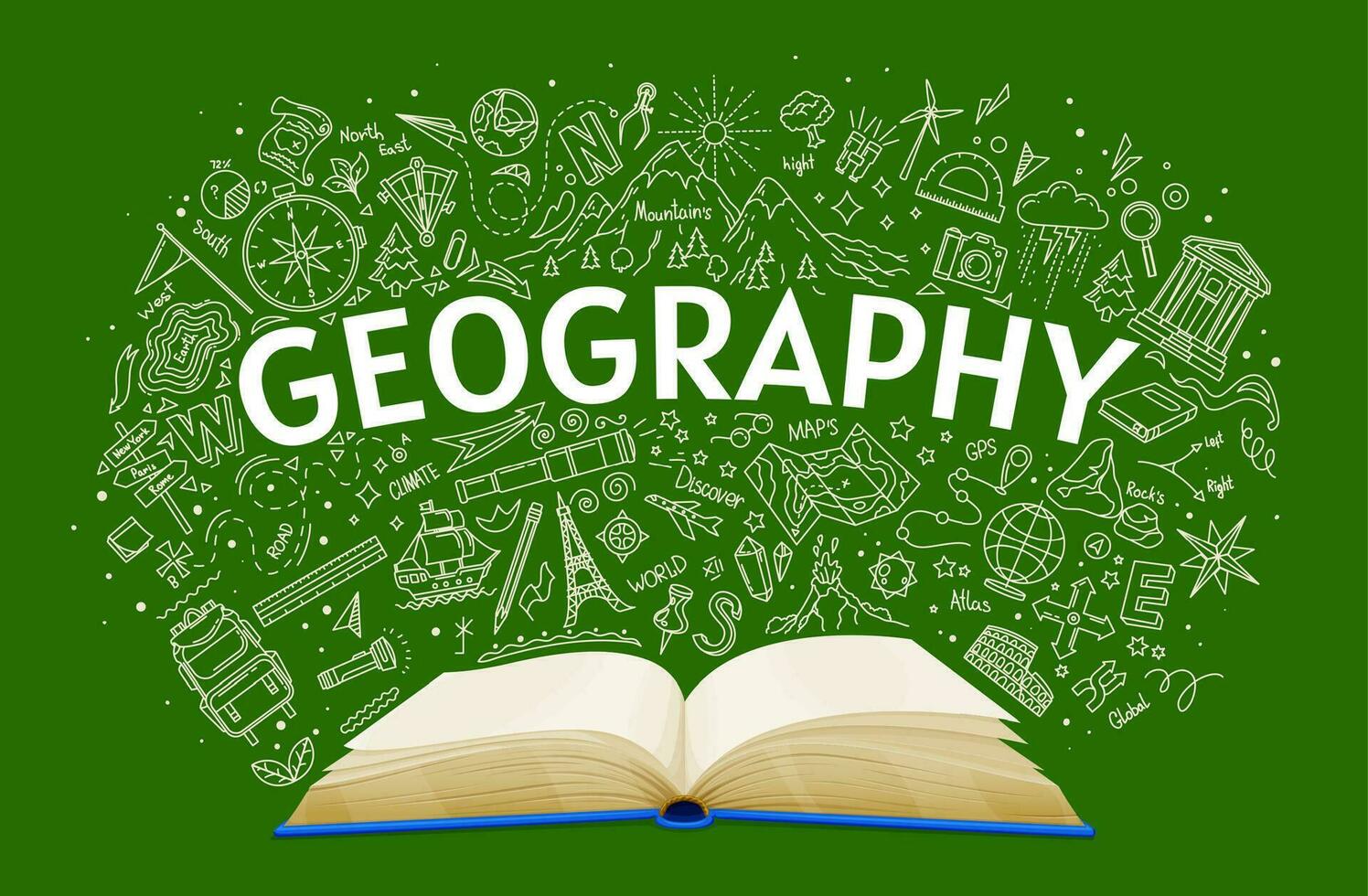 geografia manuale su scuola lavagna sfondo vettore