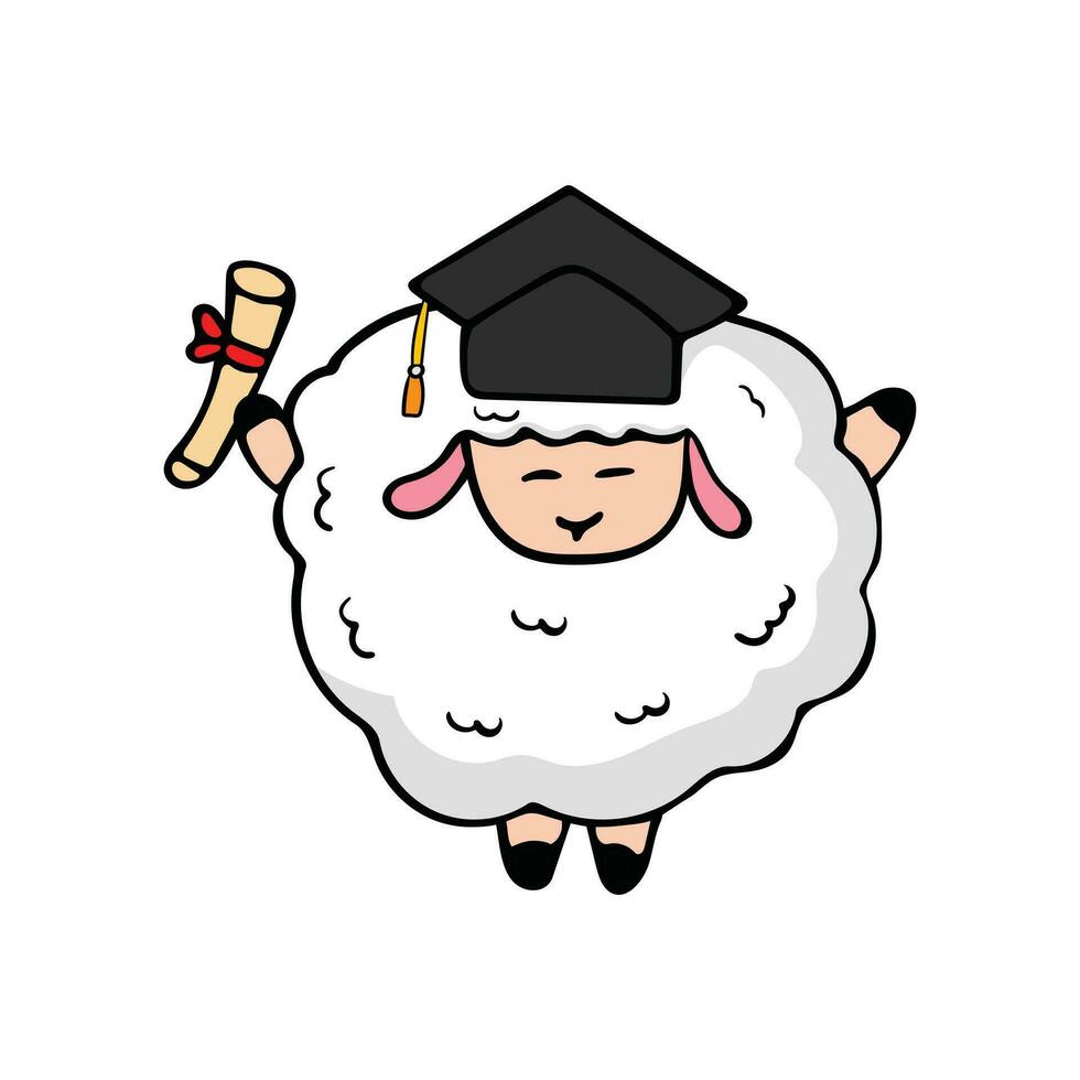 vettore illustrazione inteligente pecora, io avuto un' schoolarsheep di wordpotrayal