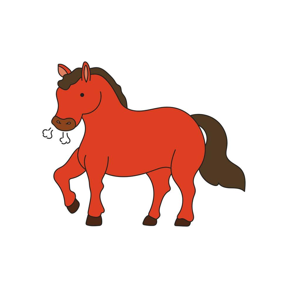 bambini disegno cartone animato vettore illustrazione carino cavallo icona isolato su bianca sfondo