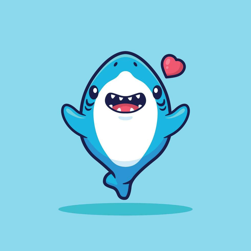 carino squalo portafortuna cartone animato vettore illustrazione