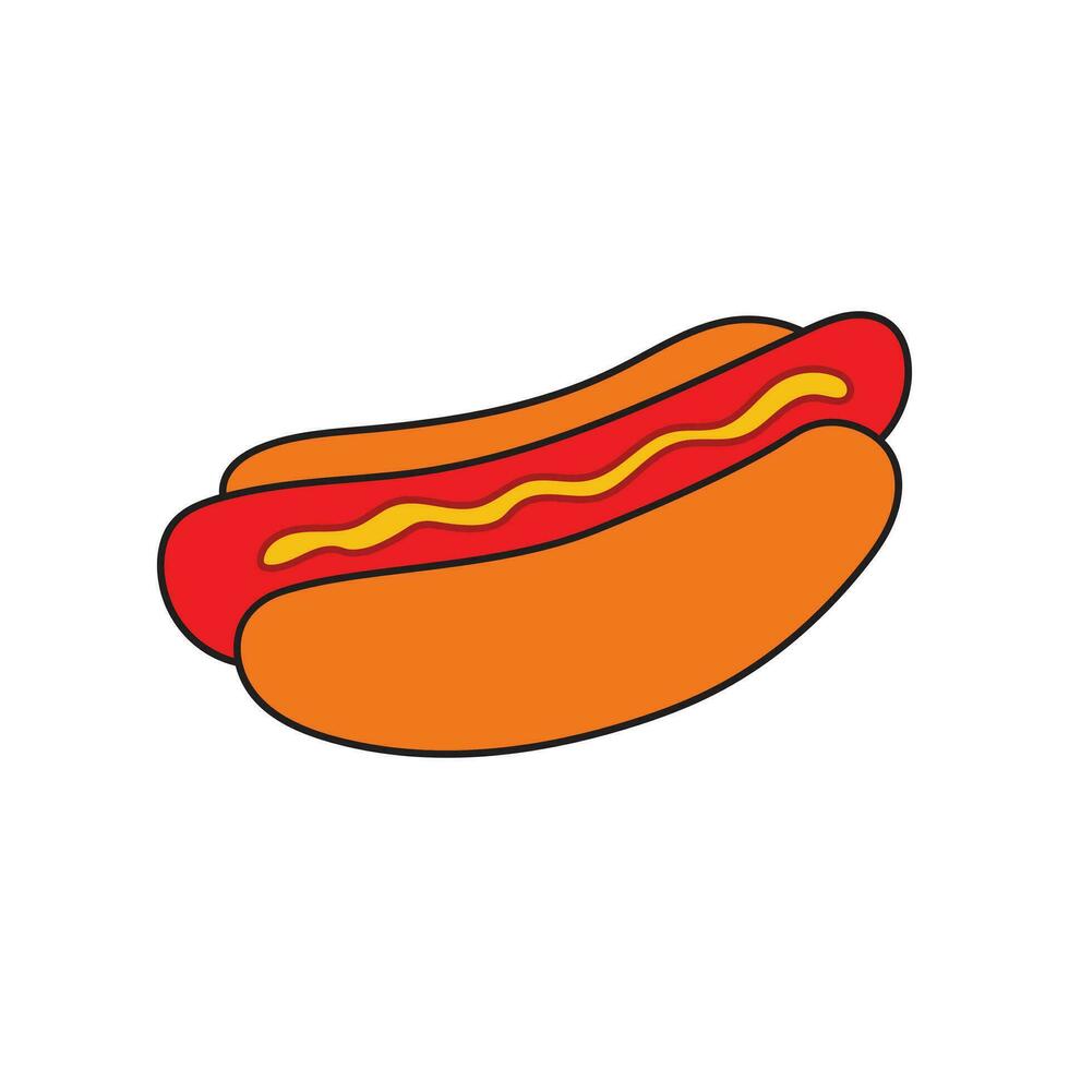 bambini disegno cartone animato vettore illustrazione hot dog icona isolato su bianca sfondo