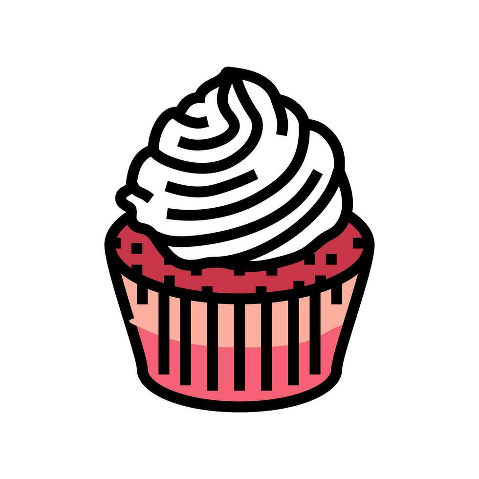 rosso velluto Cupcake dolce cibo colore icona vettore illustrazione