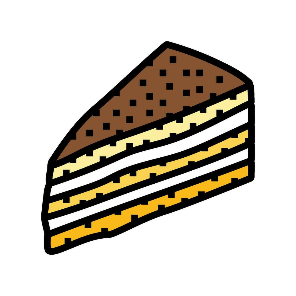 Tiramisù fetta dolce cibo colore icona vettore illustrazione