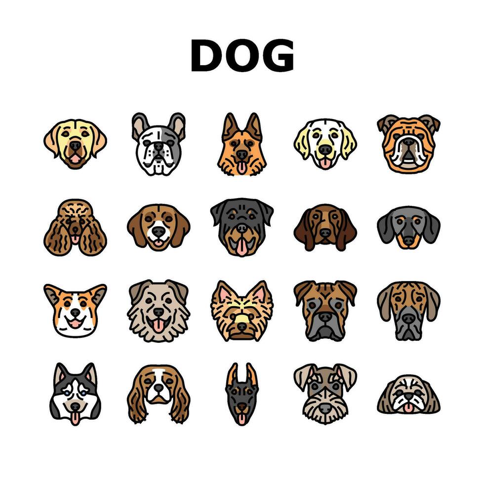 cane cucciolo animale domestico animale carino icone impostato vettore