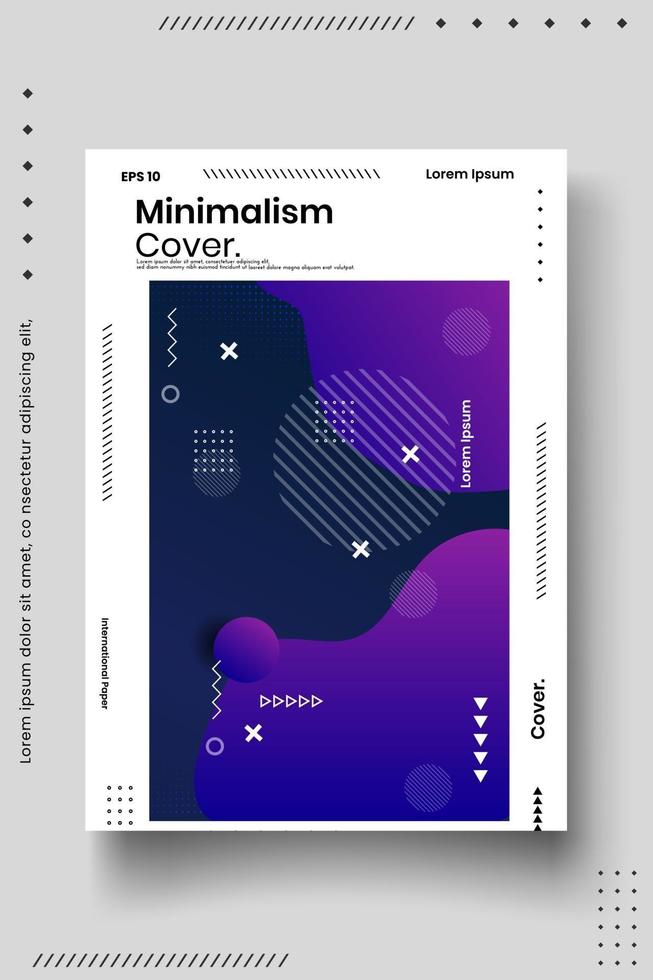 modello di progettazione di copertina impostato con linee astratte moderno stile sfumato di colore diverso sullo sfondo vettore