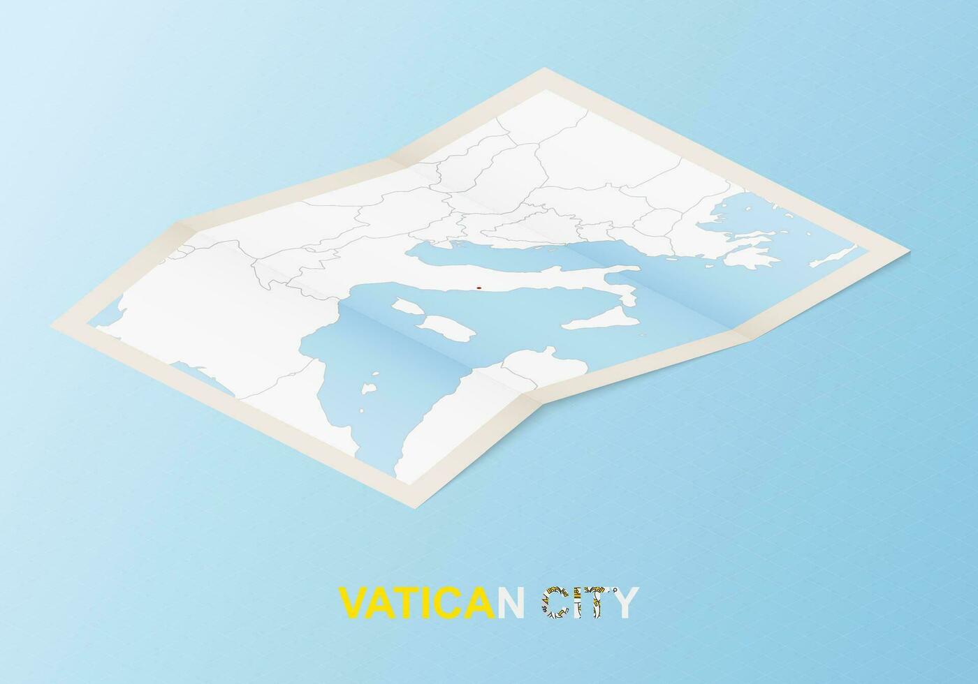 piegato carta carta geografica di Vaticano città con vicino paesi nel isometrico stile. vettore