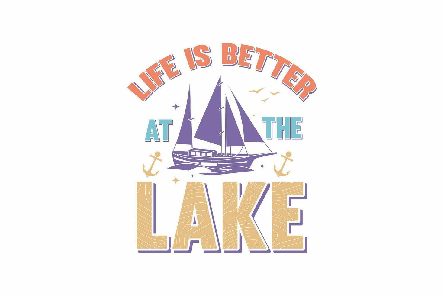 vita è meglio a il lago tipografia t camicia design vettore