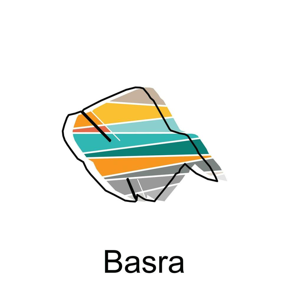 carta geografica di bassora illustrazione design modello, carta geografica bandiera repubblica nazione di Iraq vettore