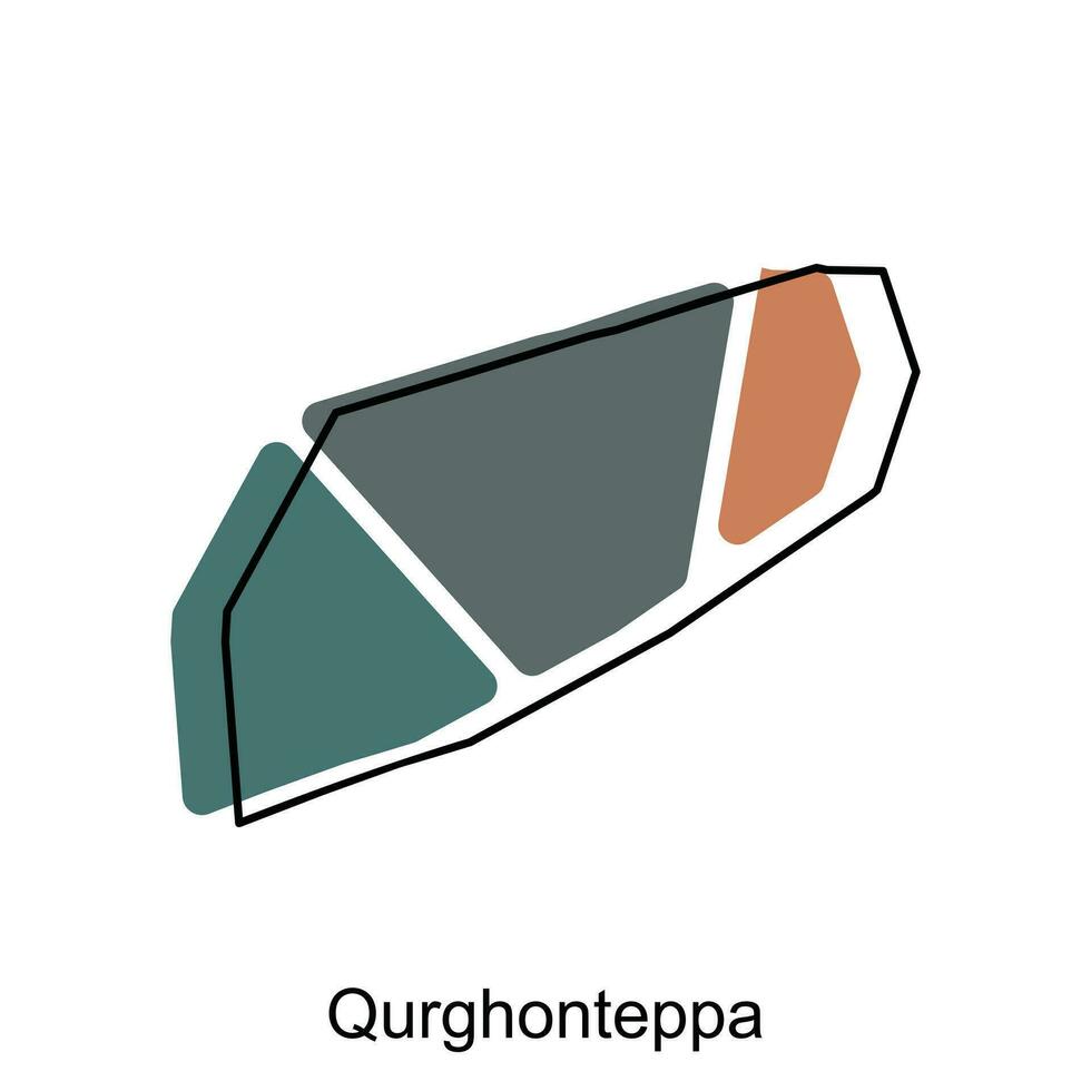 qurghonteppa carta geografica su bianca sfondo illustrazione design modello, carta geografica avere tutti Provincia e marchio il capitale città di tagikistan, logotipo elemento per modello. vettore