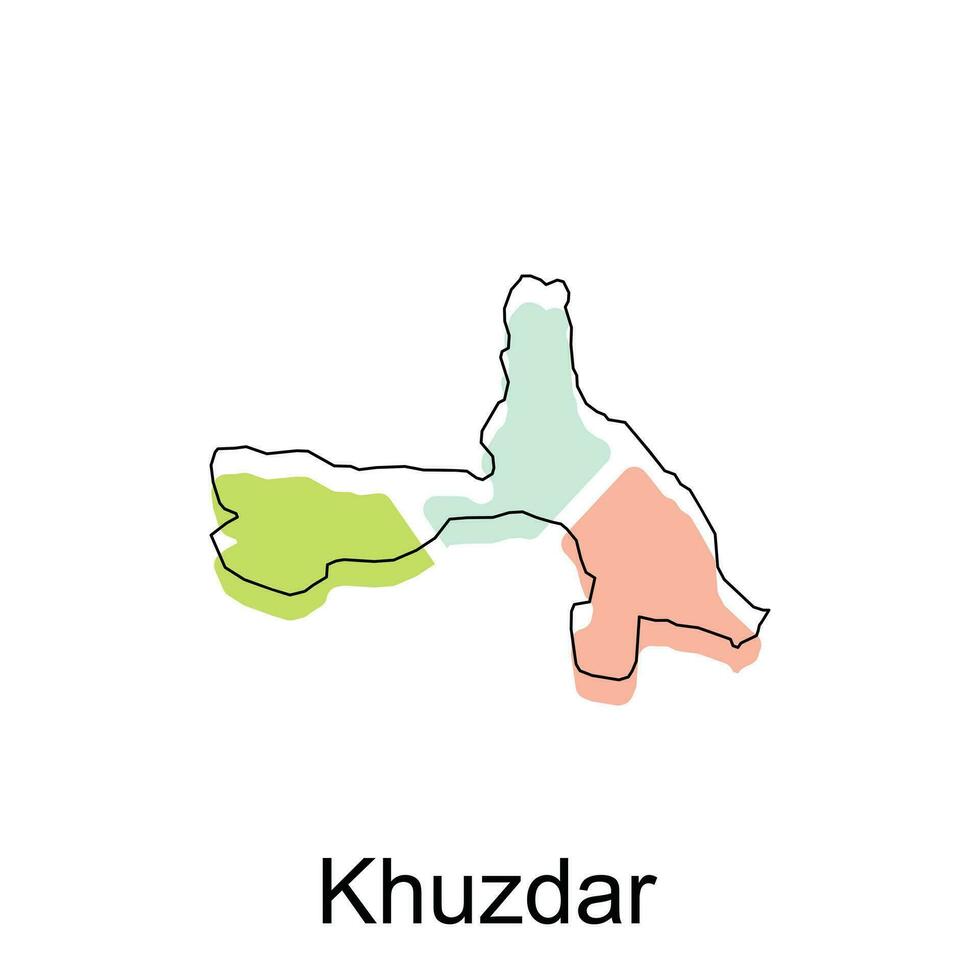 carta geografica di khuzdar geometrico colorato illustrazione design modello, Pakistan carta geografica su bianca sfondo vettore