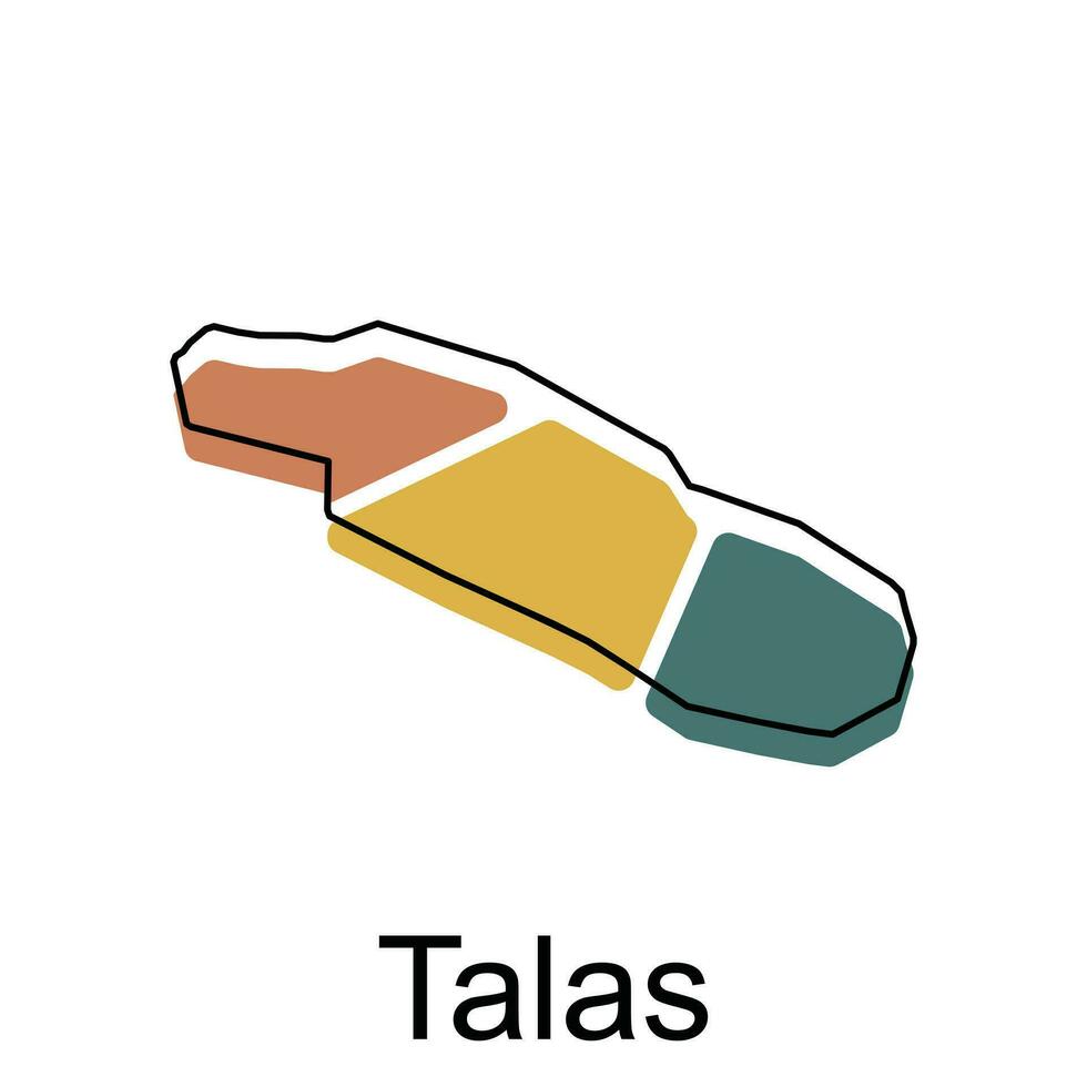 carta geografica di tala illustrazione, vettore carta geografica di Kyrgyzstan nel centrale asia.mondo carta geografica internazionale vettore modello con schema grafico schizzo stile isolato su bianca sfondo