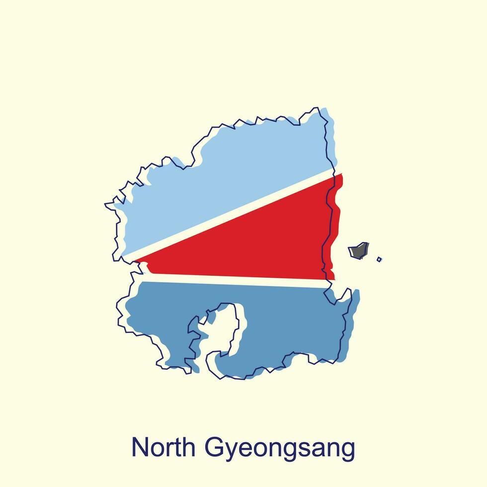 nord gyeongsang carta geografica vettore illustrazione su bianca sfondo, dettagliato carta geografica di Sud Corea vettore design modello, nazionale frontiere e importante città illustrazione