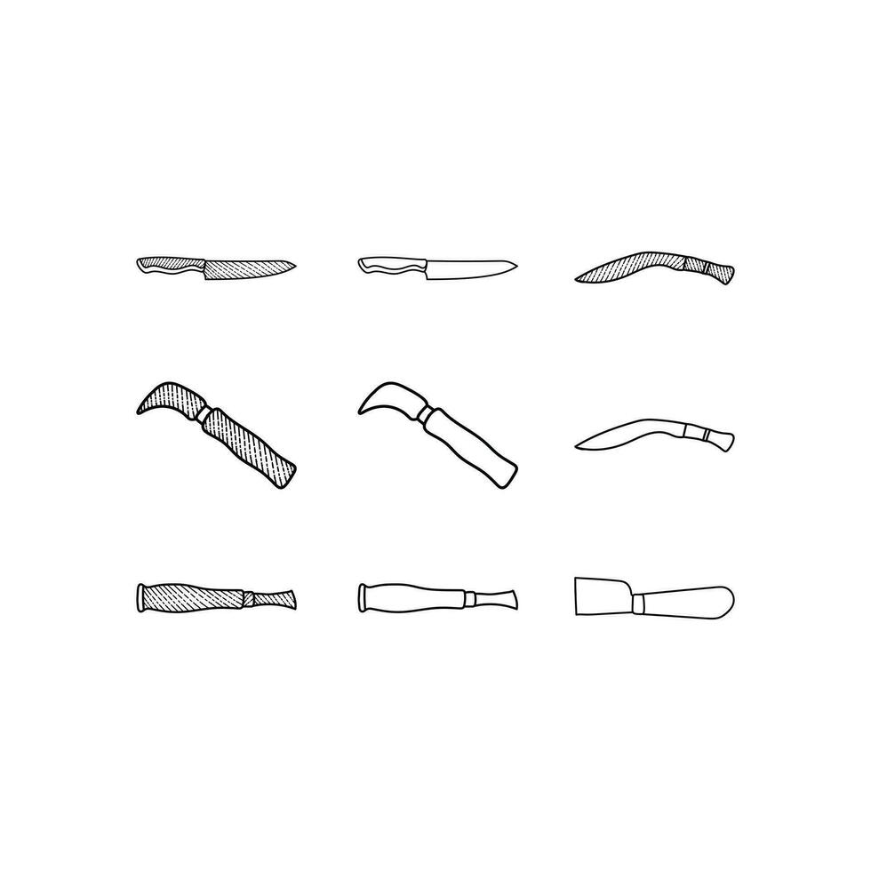 impostato di coltello logo modello illustrazione, elemento grafico logo design vettore