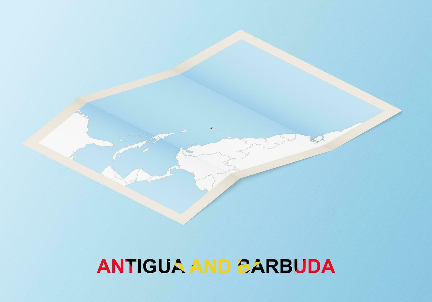 piegato carta carta geografica di antigua e barbuda con vicino paesi nel isometrico stile. vettore