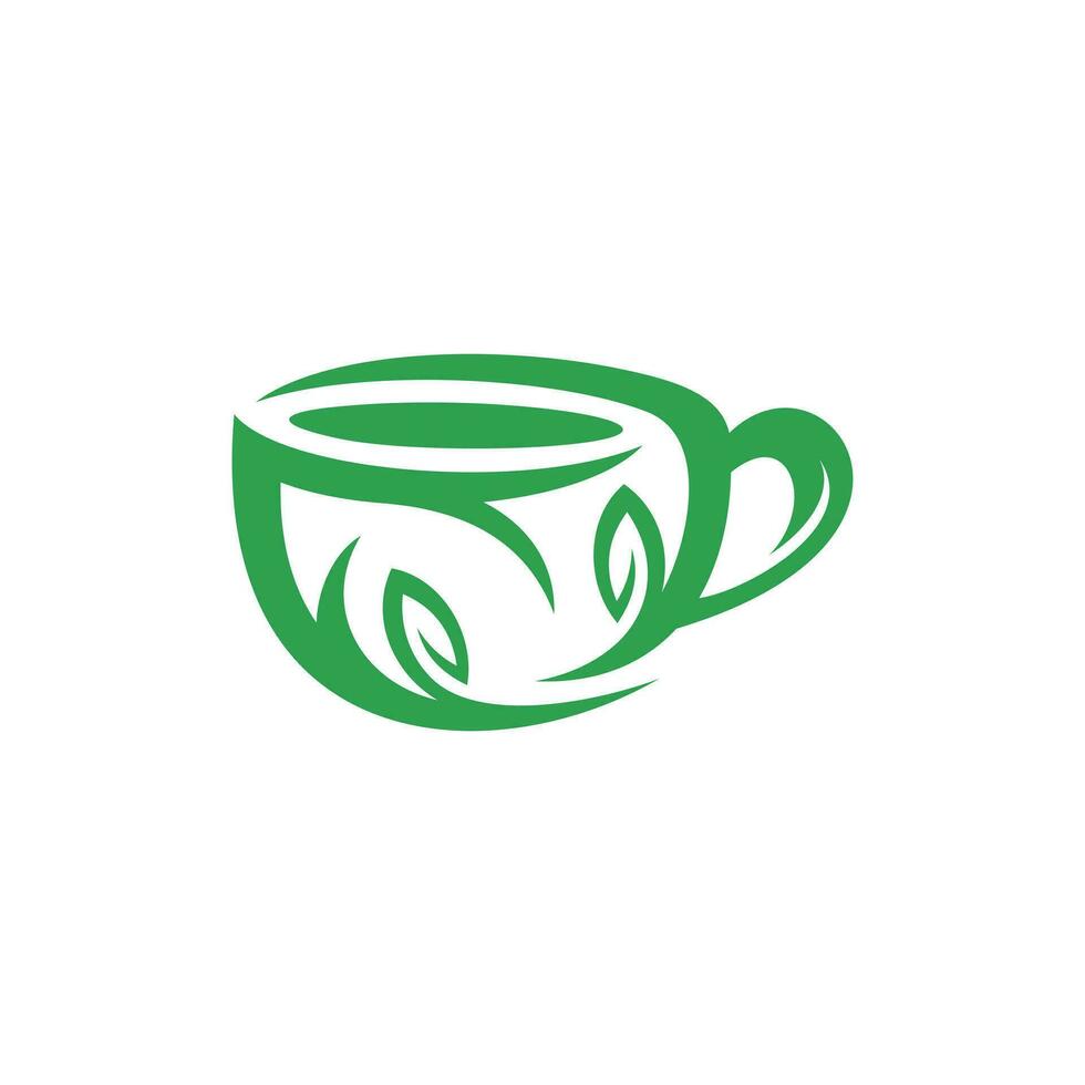 caffè verde foglia logo disegno, modello estate fresco vettore illustrazione.