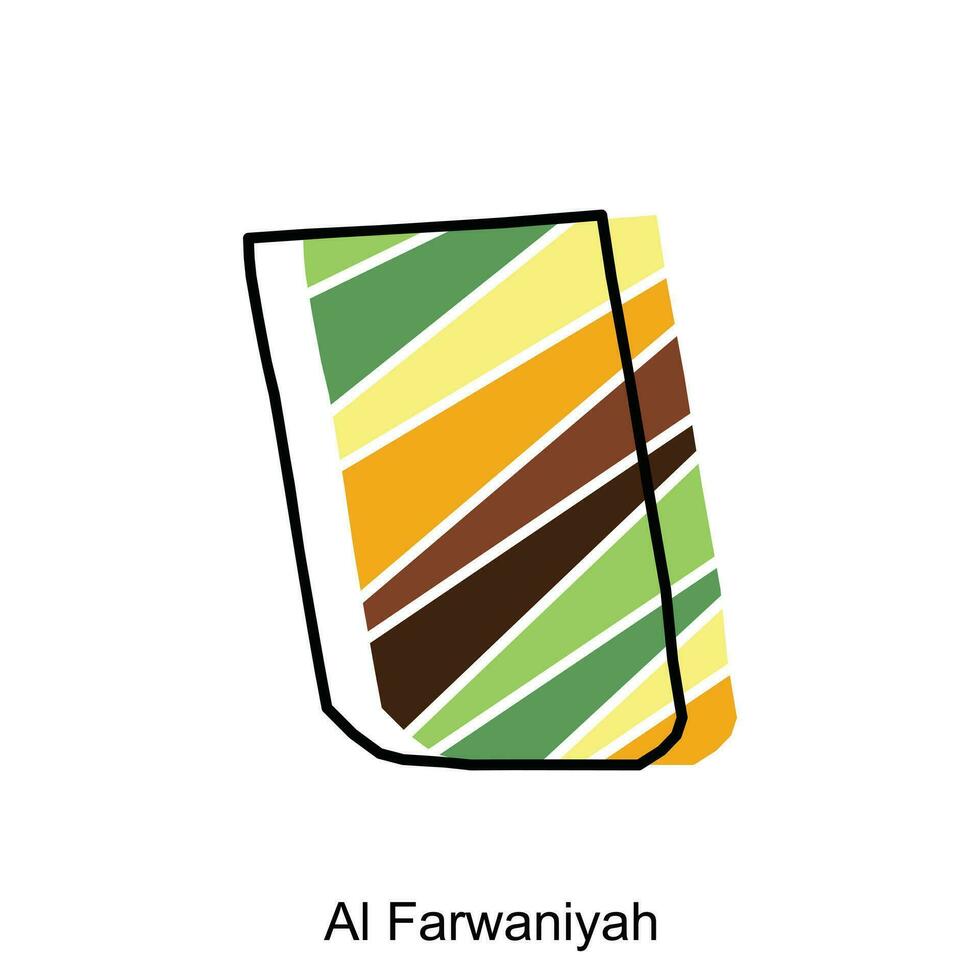 carta geografica al farwaniyah design modello, vettore carta geografica di Kuwait nazione con di nome governo e viaggio icone