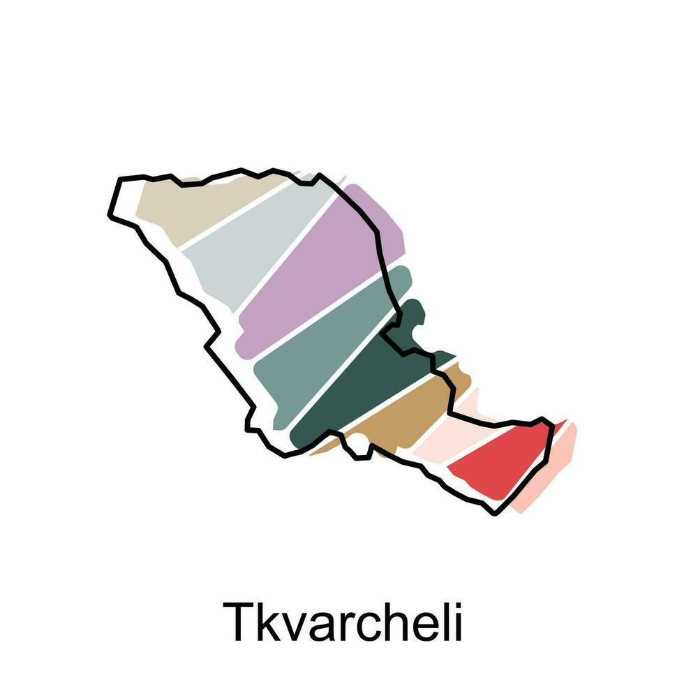 carta geografica di tkvarcheli, americano bandiera nel Georgia stato carta geografica illustrazione vettore design modello