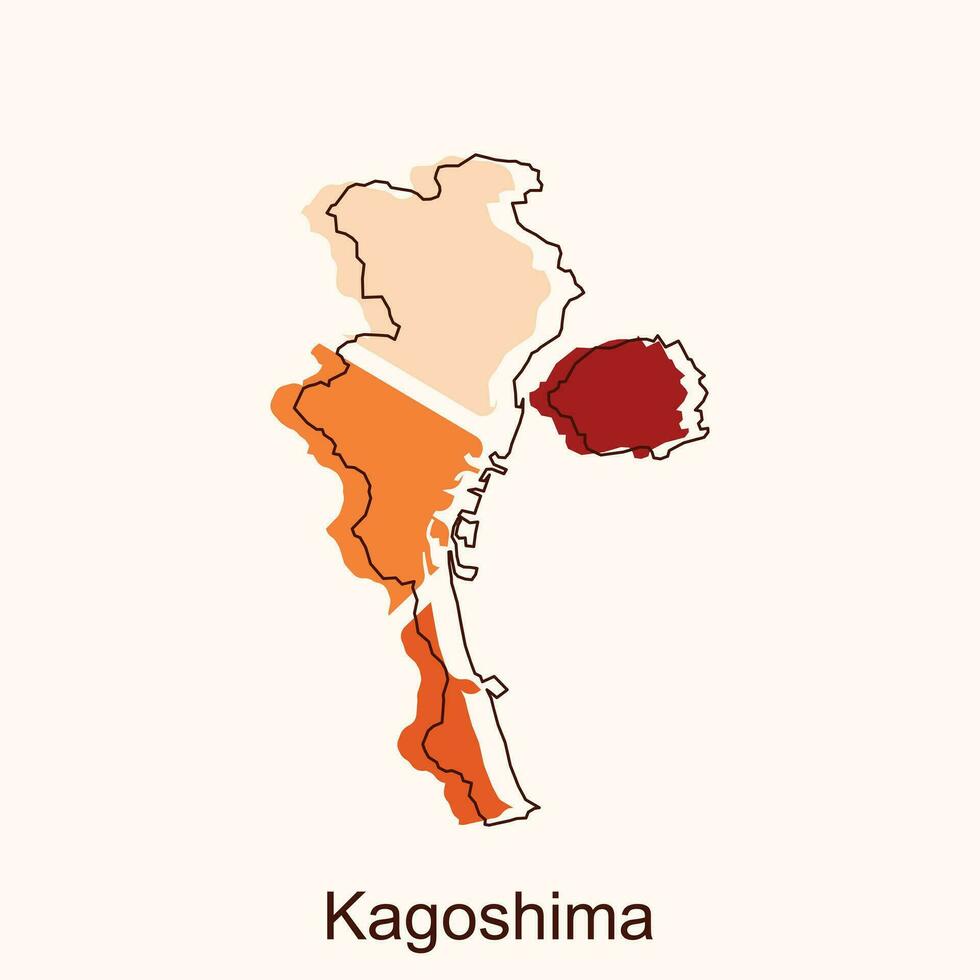 kagoshima alto dettagliato illustrazione carta geografica, Giappone carta geografica, mondo carta geografica nazione vettore illustrazione modello