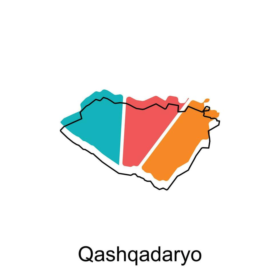 qashqadaryo carta geografica vettore illustrazione design modello, Uzbekistan carta geografica, nero e bianca dettagliato schema regioni di il nazione. vettore illustrazione