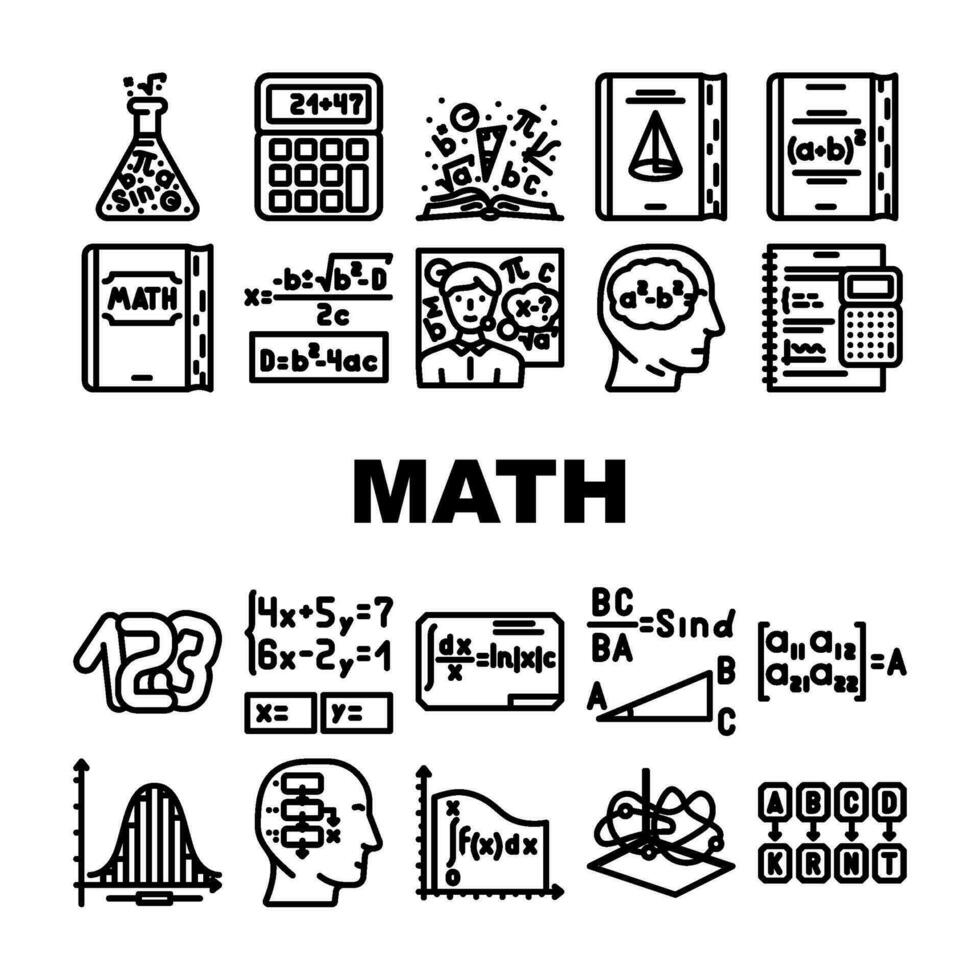 matematica scienza formazione scolastica scuola icone impostato vettore