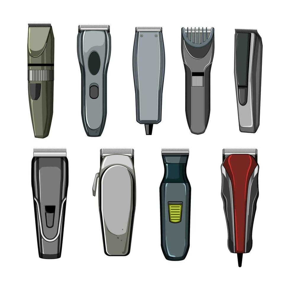 capelli clipper impostato cartone animato vettore illustrazione